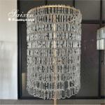 Wedding Centerpiece Gold Candle Holder Flower Stand With Crystal Chains