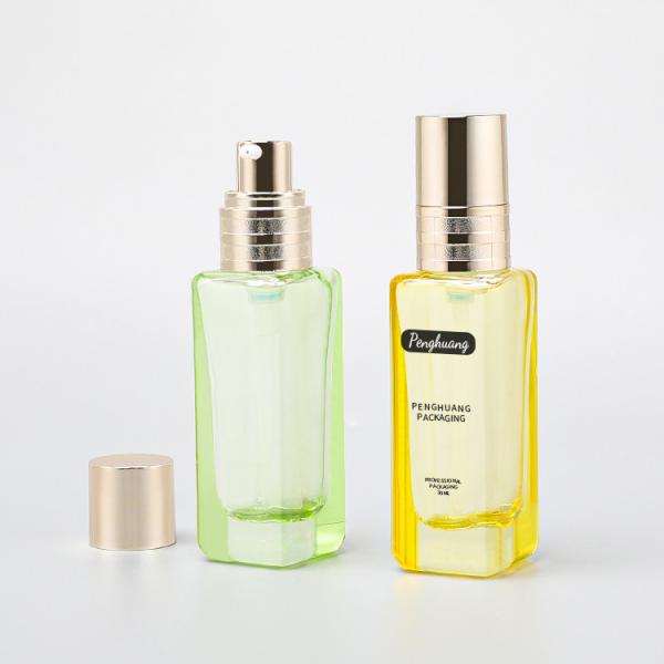 Golden Pump Lotion Glass Bottles Blue Pink Green Amber Semi Color Transparent