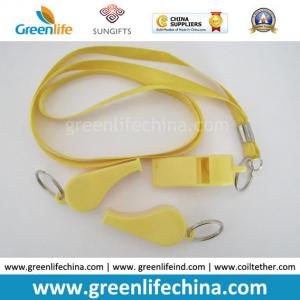 China Popular Promotional Sport Gift Yellow Plastic Whistle w/Neck Lanyard Together on sale