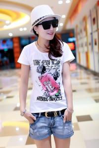 China 2014 female fashion head portrait print short-sleeve T-shirt wholesale