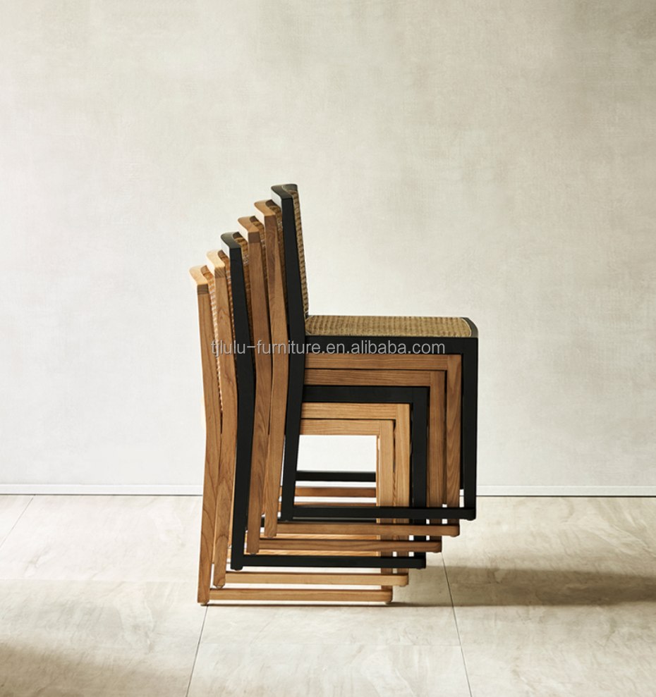 Mail Packing Sturdy Solid Wood Dining Chair with Modern Design and Stackable Rattan