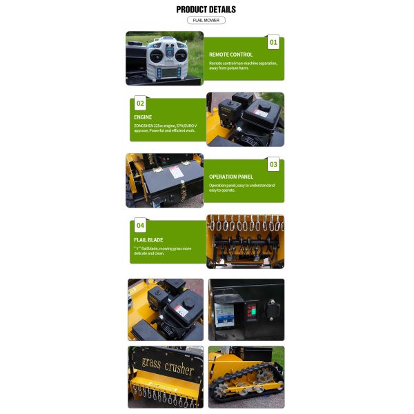 Professional-level DIY Cordless Grass Shredder Grass Box Single Cylinder Engine 1000m Remote Control for Petrol/Gasoline Garden