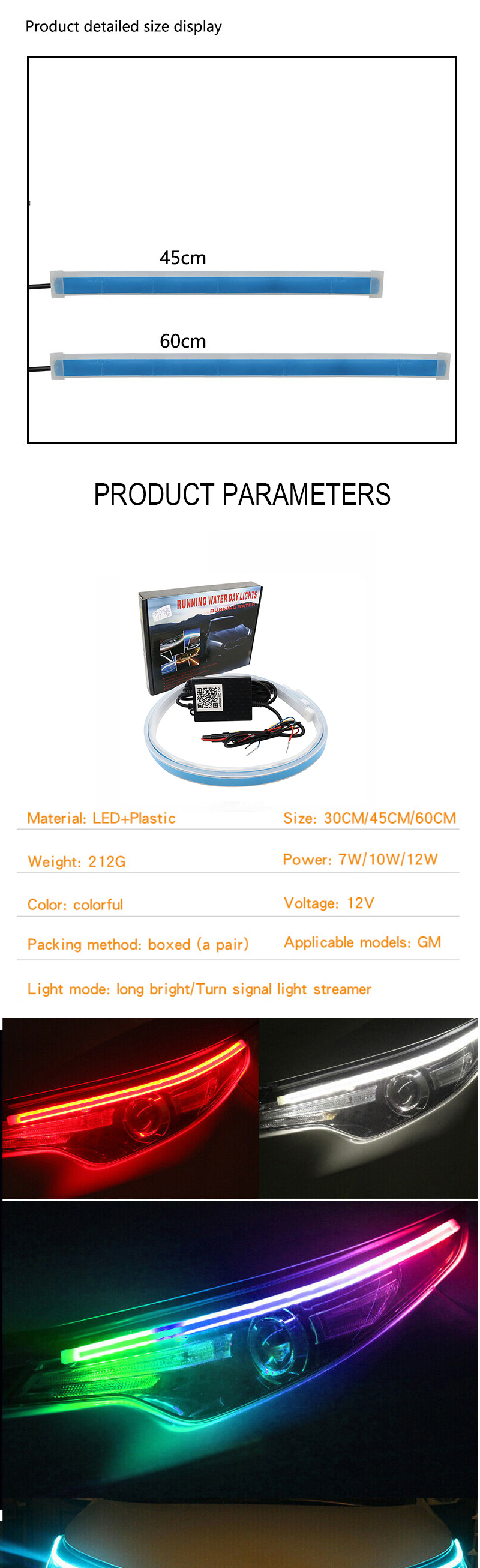APP Control DRL LED Day Time Running Light Universal Neon Waterproof Switchback RGB
