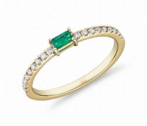 China Fine Jewelry 925 Sterling Silver Ring with Green or White Stones and 18K Gold Plating wholesale