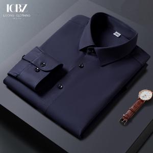 China LCBZ Custom Embroidery Logo No Iron Business Mens Button down Long Sleeve Cotton White Casual Shirts wholesale