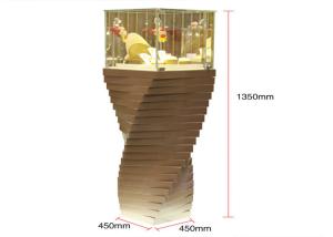 China Wooden Custom Glass Display Cases With 6MM Glass Open Door Matte Brown wholesale