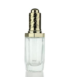 China Custom White Eyelash Glass Bottle With Gold Aluminum Dropper Glass Serum Bottle For Skin Care S026 wholesale