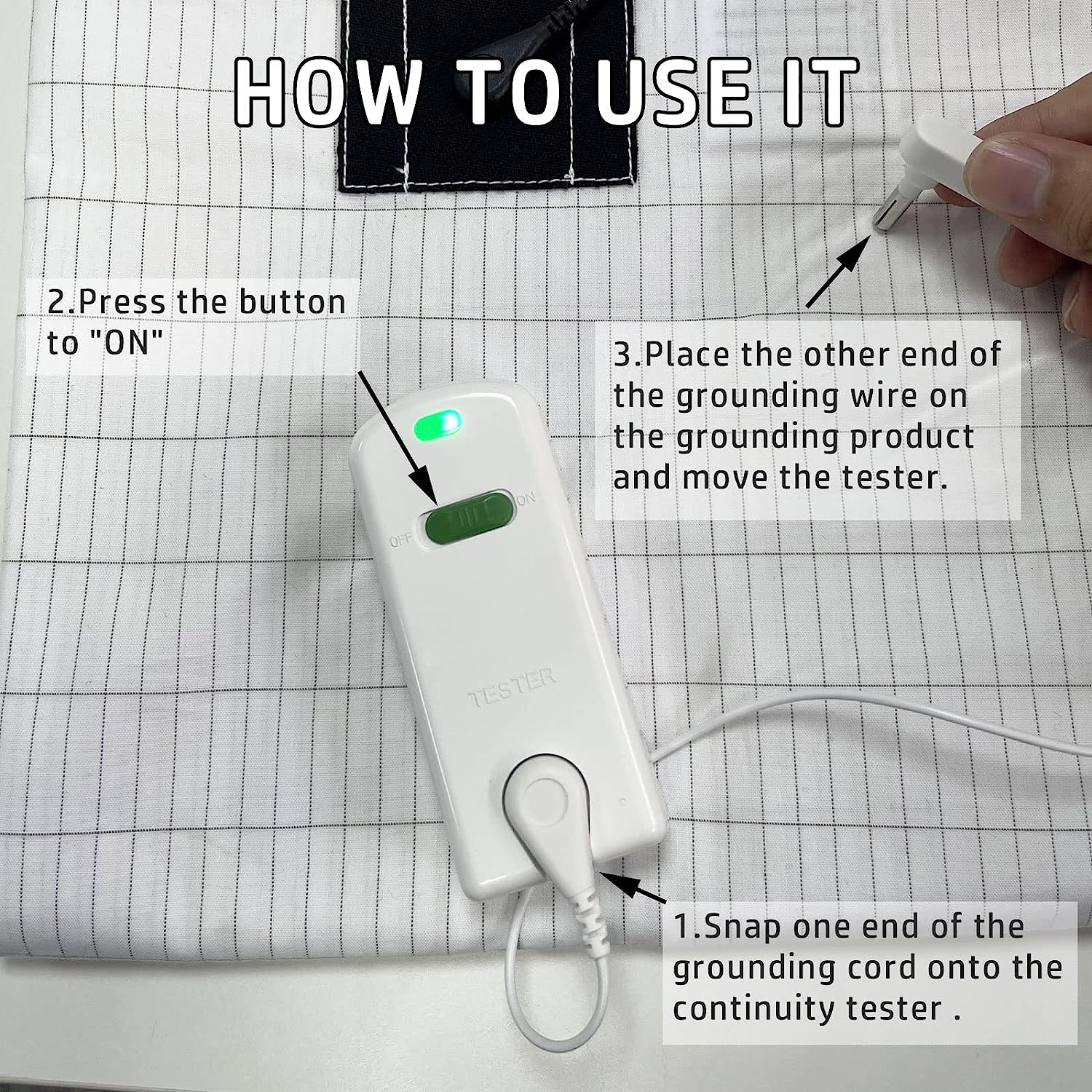 Maxsharer Grounding Conductivity Tester Grounding Continuity Tester for Earthing Products and Cord/Cable