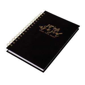 China 140*210mm Organizer Planner Book A5 Gold Wire 120GSM Fabric Cover Diary Coils Binding wholesale
