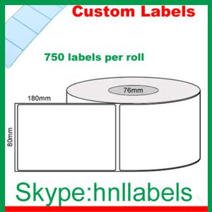 China Thermal Transfer Labels 80mmX180mm/1 Cold Temp Gloss Roll Permanent, 750Lpr, 76mm core wholesale