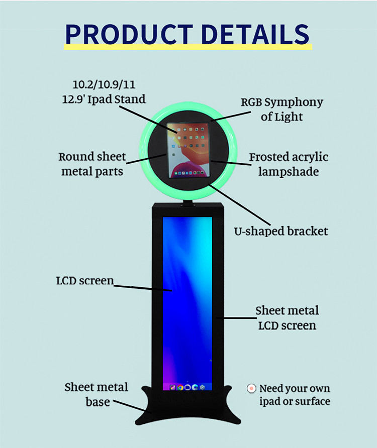 9.7in Ipad Light Ring Photo Booth Faceplate Selfie 12.9