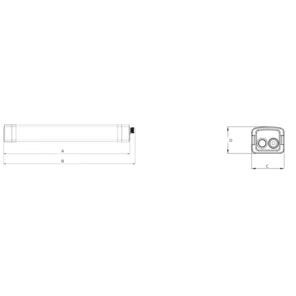 DUALRAYS D5 LED Moisture-proof Light with DIP Switchable Power/3CCT 160LPW Efficiency with Quick snap end-cap for easy installation, sliding gear