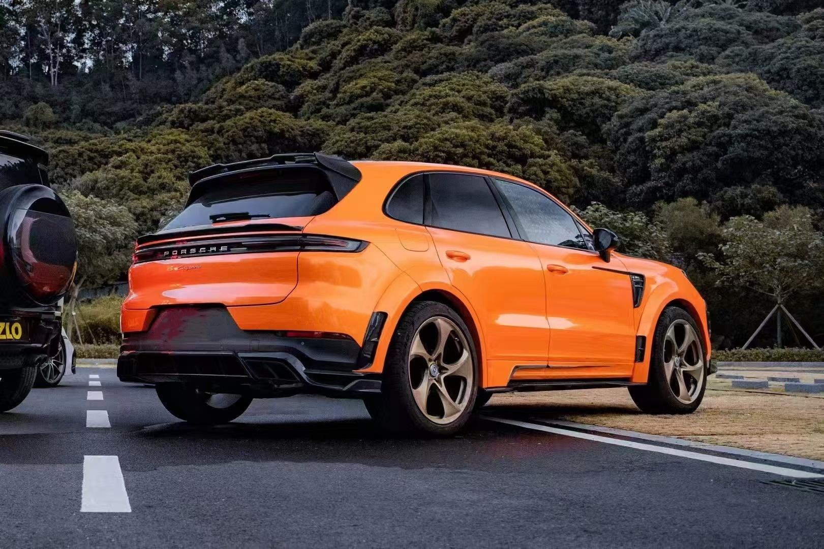 Porsche Cayenne Widebody Body Kit MSY Style Front Lip Diffuser Spoiler Body Kit Porsche