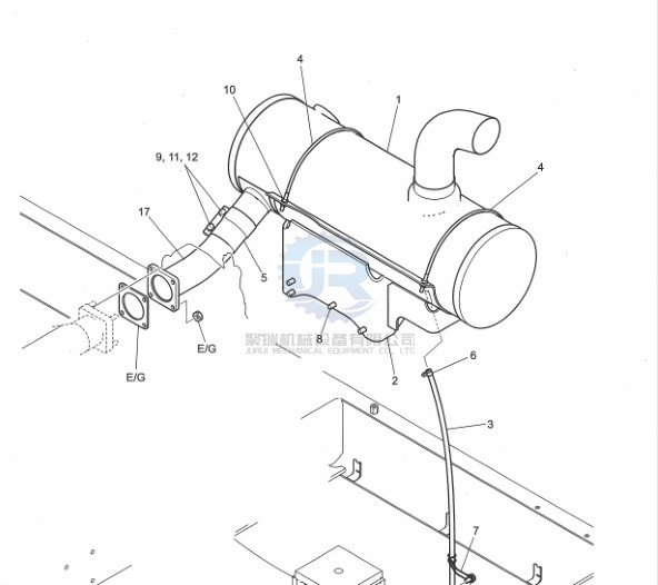 LC12P00011F1 Muffler Assy Excavator Wear Parts For SkSK330-8 SK350LC-8