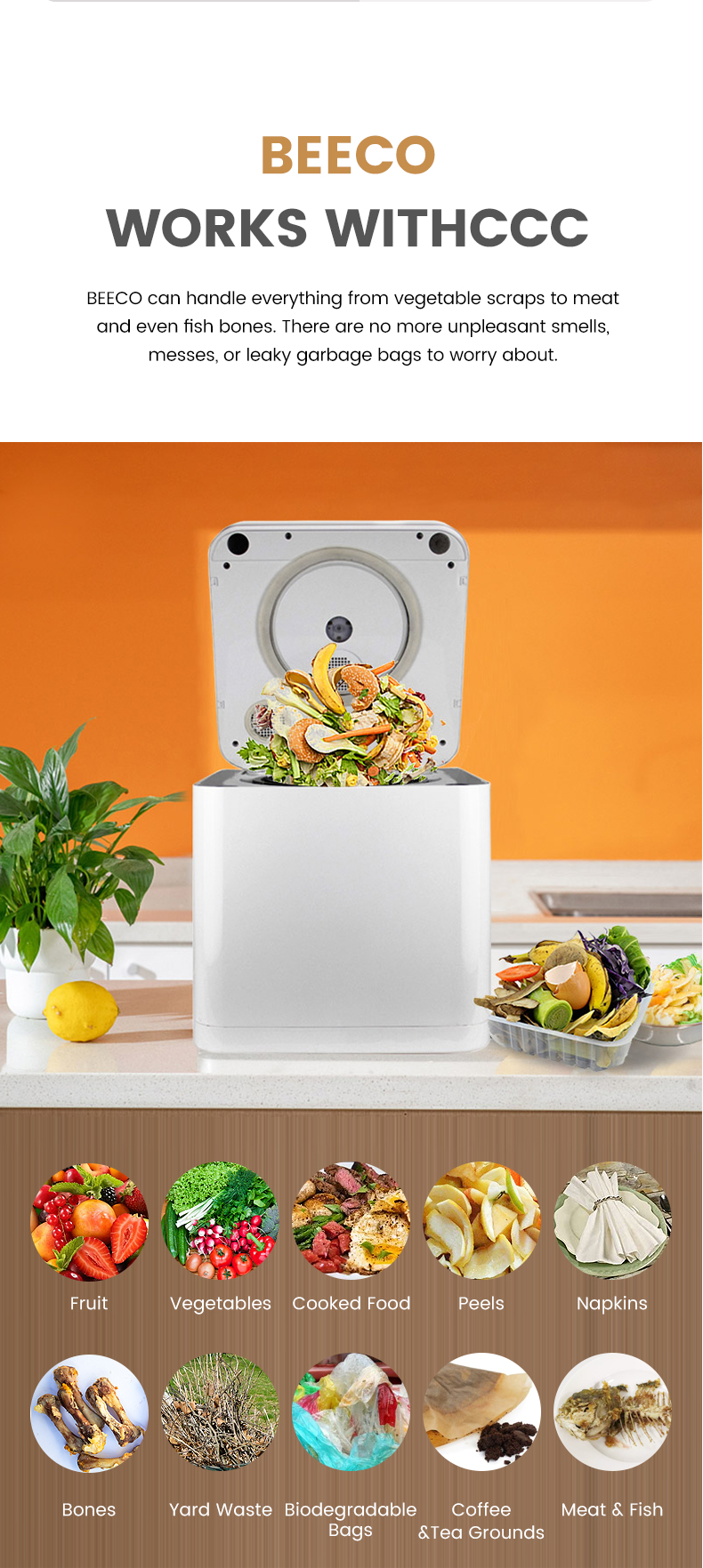 Smart Garbage Disposer Household Kitchen Food Waste Garbage Can Food Waste Composting Waste Disposer Factory Wholesale