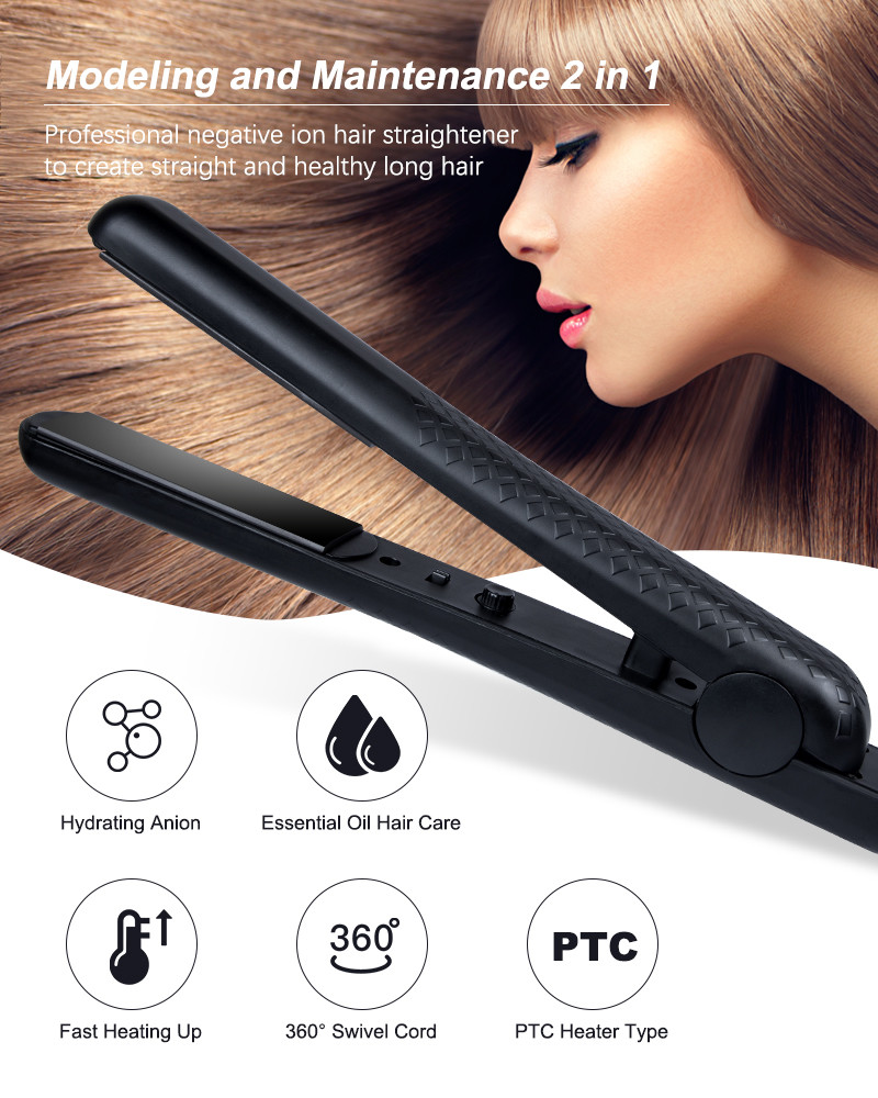 Black Ceramic Cast Edge Hair Straightener 3D Floating Titanium Plates