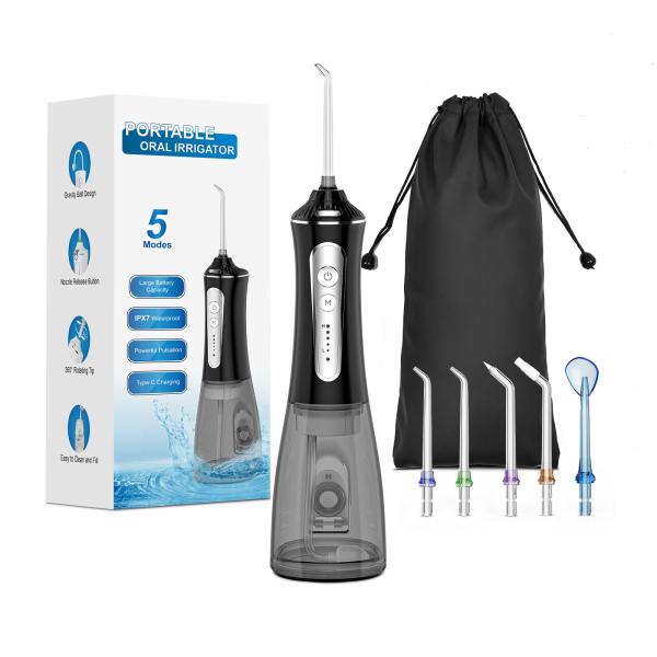 High Water Pressure 5 Modes Portable Black Teeth Dental Irrigator Cleaner