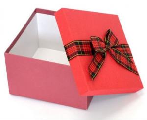 China Grey Cardboard Custom Paper Gift Box With Ribbon Bow , Gift Packing Box on sale