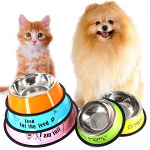 China Stainless Steel Pet Bowl Travel Feeding Feeder Water Bowl For Dog Cat Anti-skid Dry Food Cat Bowl Drinking Water Dog Dis wholesale