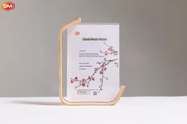 Decorative Table Display Acrylic Photo Picture Frame with Wood Base 6 Inch 7