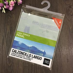 China Custom Clear plastic PVC clothing packaging bag with hanger hook high quality underwear T shirt bag wholesale