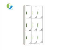 China 1850MM Height Steel Office Locker 9 Doors Storage Cabinet With Green Handle wholesale