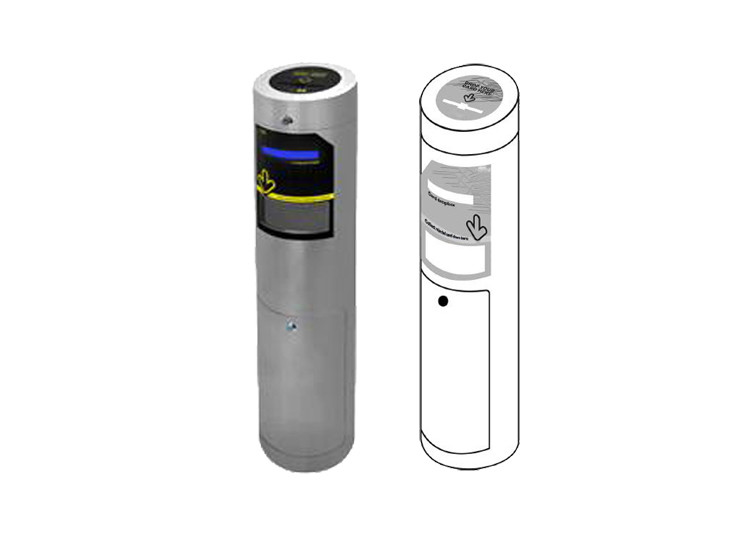 Pedestrian Management 219mm Cylinder Dropbox Card Collector SS304