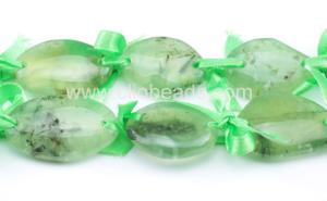 China Prehnite Both Ends Drilled Slabs Gemstone Bead Jewellery wholesale