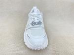 Women white flat fashion sneakers with paillette crystal breathable mesh and low