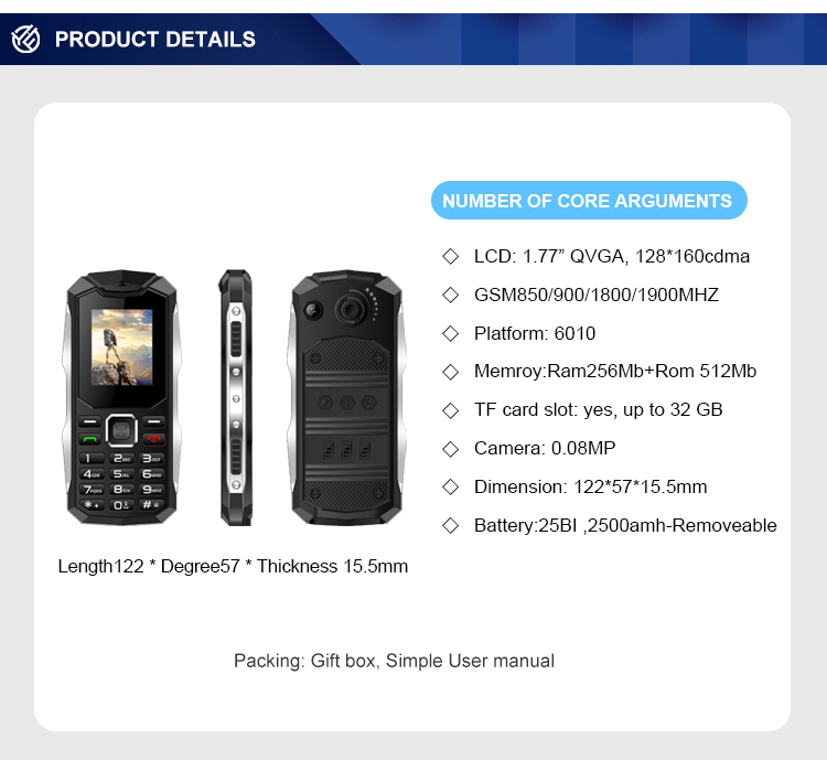K26 Big Keypad Button Phone CDMA Cellular TF Card For Elderly