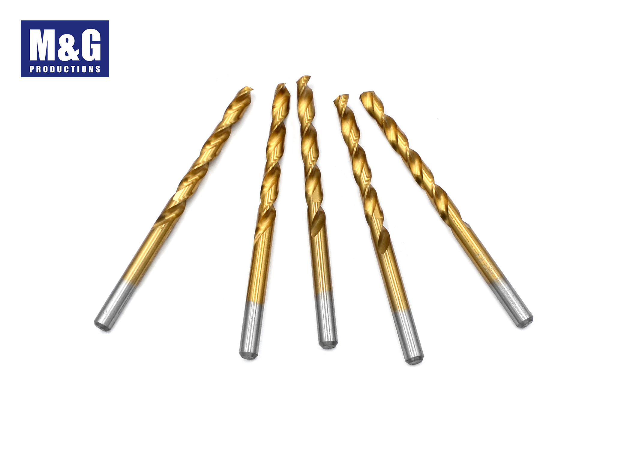 HSS-G Twist Drill Bit Tin Coated DIN338 Fully Ground Split Point For Metal Drilling