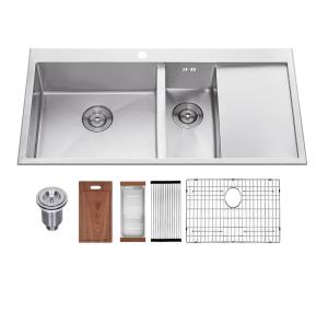 China Overflow Double Bowl Stainless Steel Wash Up Sink Kitchen wholesale