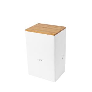 China Tin Tea Box Organizer Storage Chest-Square shaped tin box with Bamboo lid wholesale