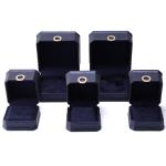 11*11*6cm Leather Jewelry Box Hanhong Square Necklace Ring Box with Metal Blue