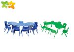 Plastic Kindergarten School Furniture Splayed Shape Type Long Durability Space