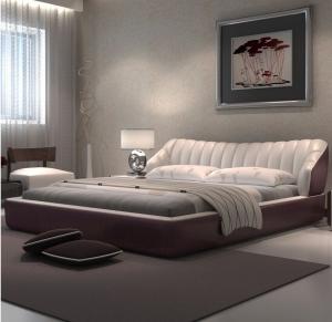 China top saler upholstered leather bed N33 wholesale