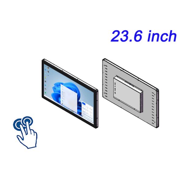 Metal Casing 23.6 Inch Embedded Waterproof IP65 PC Industrial Capacitive HDMI TouchScreen Monitor