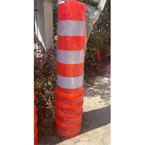 Traffic road orange barrier Uruguay Safety Warning Reflective with flashing yellow light Drum Barrel