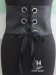 Big Eyelets Wide Black Stretch Belt , Snap Buttons / Silk Womens Black Elastic