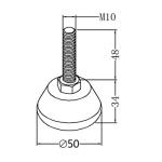 M10 Screw JY-1209A Black Rubber Foot Cup 50mm Base Diameter
