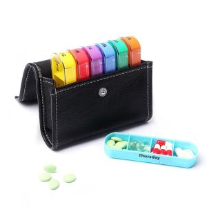 China New Arrival Weekly pill organizer PU pouch travel colorful wholesale