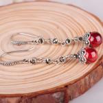 Antique Thai Silver Jewelry Sterling Silver Red Garnet Marcasite Drop Dangle