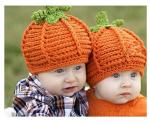 Pumpkin baby hat cap 2pcs rare cotton Baby Photography Prop Crochet Hats