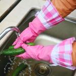 With Beautiful Patterns PE Waterproof Cloth Extra Long Sleeve Rubber Gloves