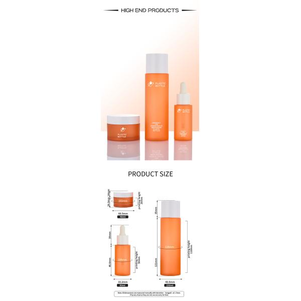 Customzed private label orange cosmetics set screw cap dropper bottle empty jar