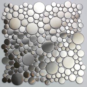 China Stainless Steel Silver Mosaic Tiles Bathroom 8mm Metallic Penny Tile Grand Metal wholesale