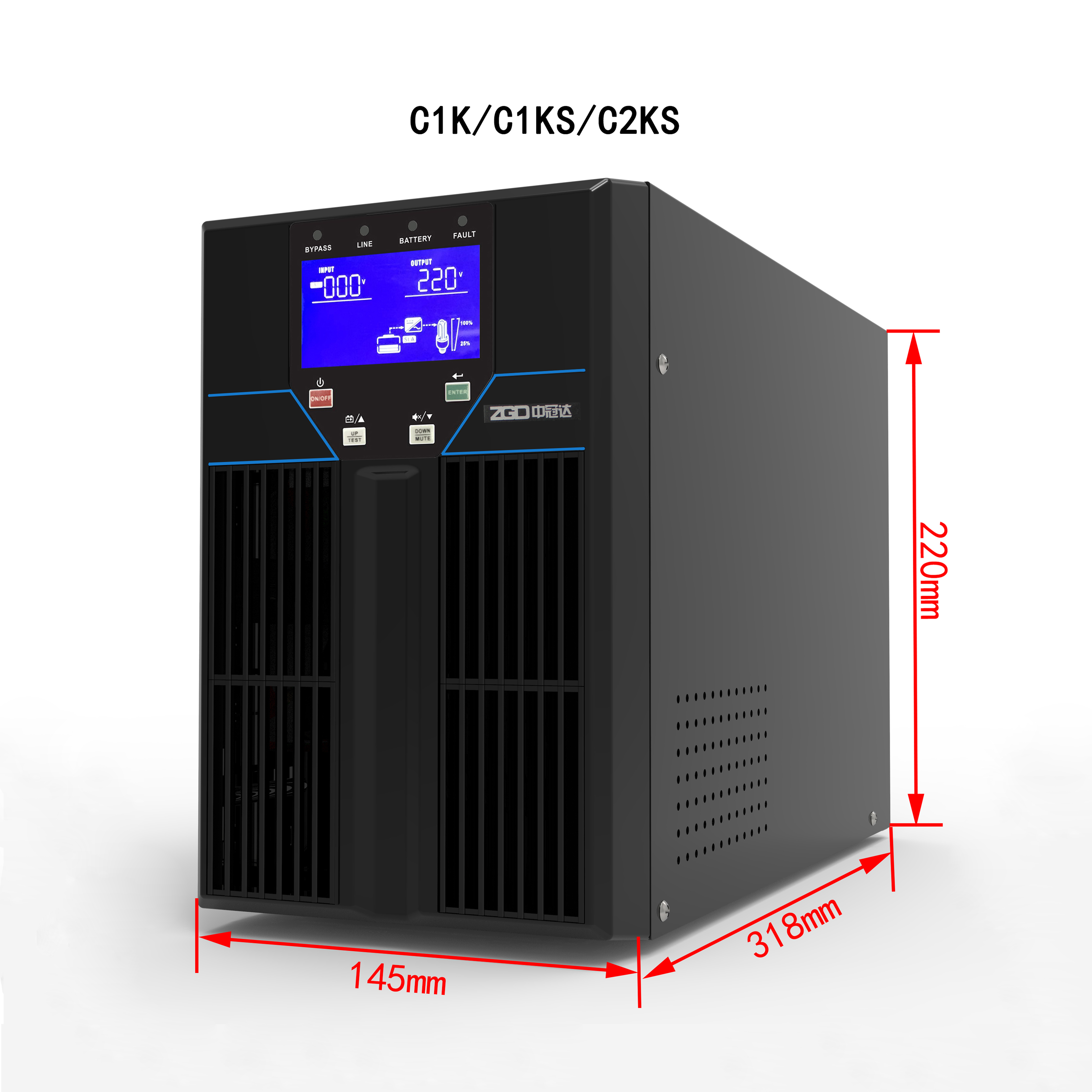 High Frequency Online 2kva Single Phase Ups For Computer Wifi DC Power Machine