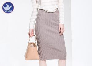 China Rib Knitted Back Slit Womens Knit Skirt Pencil Fitted Back Opening Middle-Skirt wholesale