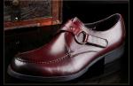 Customized Flat Mens Monk Strap Shoes Round Toe Full Grain Leather Mens Dress