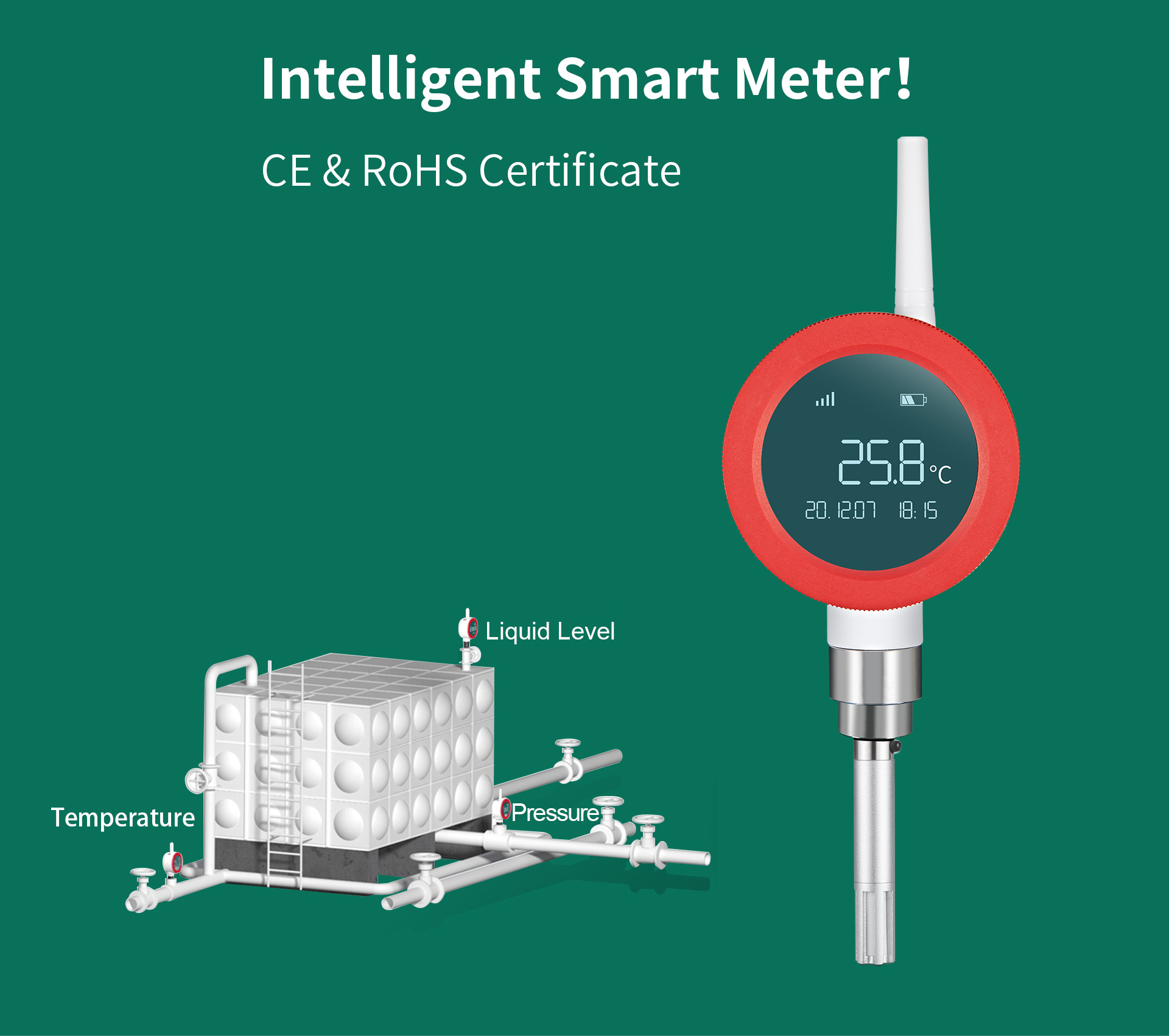 Digital Temperature Gauge 4G LoRaWAN Temperature Logger Smart Wireless Temperature Transmitter